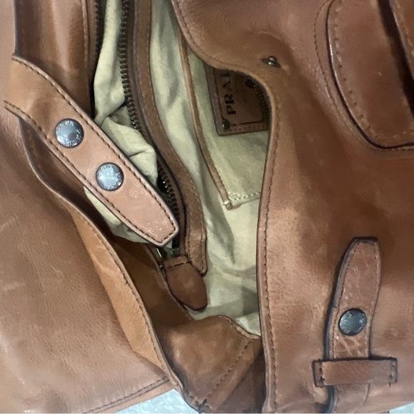 Prada Bag Holdall Brown Taupe Leather Top Handle Shoulder Large Handbag PRADA - Picture 12 of 16